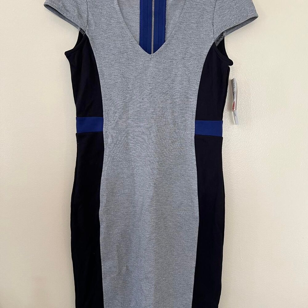 French Connection Gray and Blue Bodycon Mini Dress